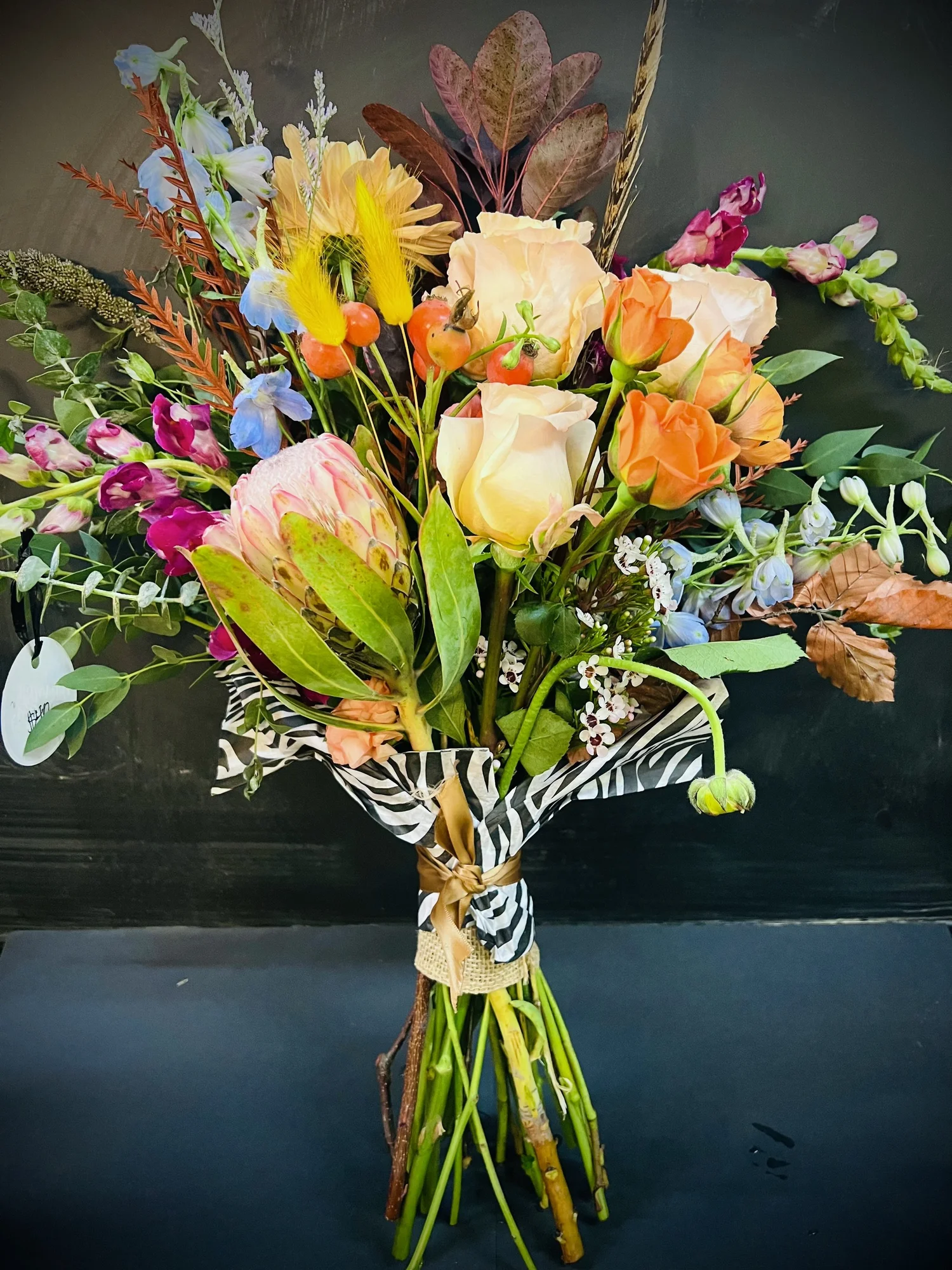 Seasonal bouquets arranged together.